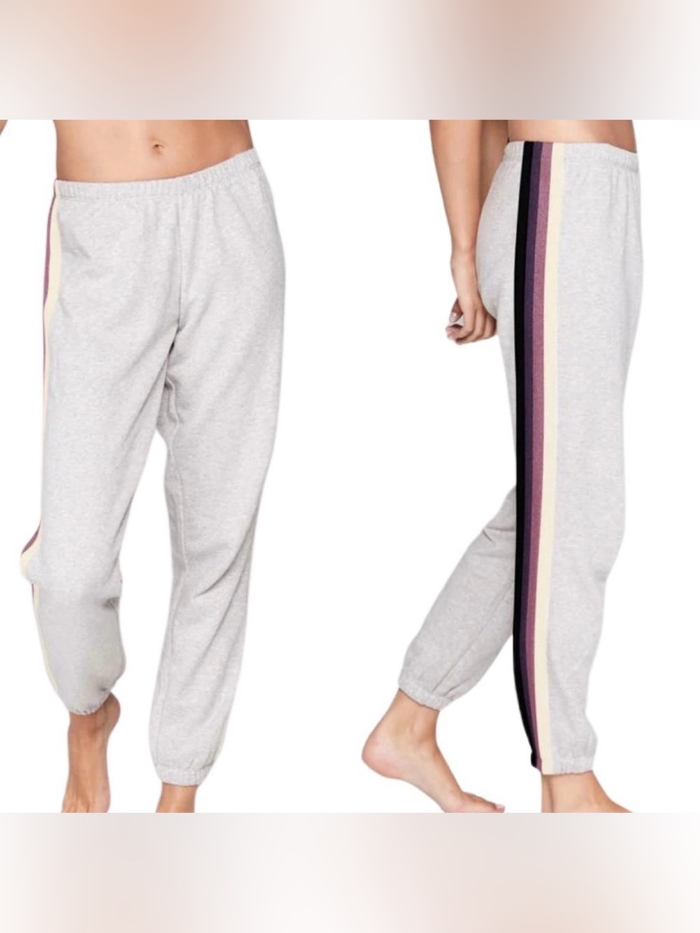 Spiritual Gangster Striped Perfect Sweatpants, Heather Gray, Medium - Picture 3 of 15